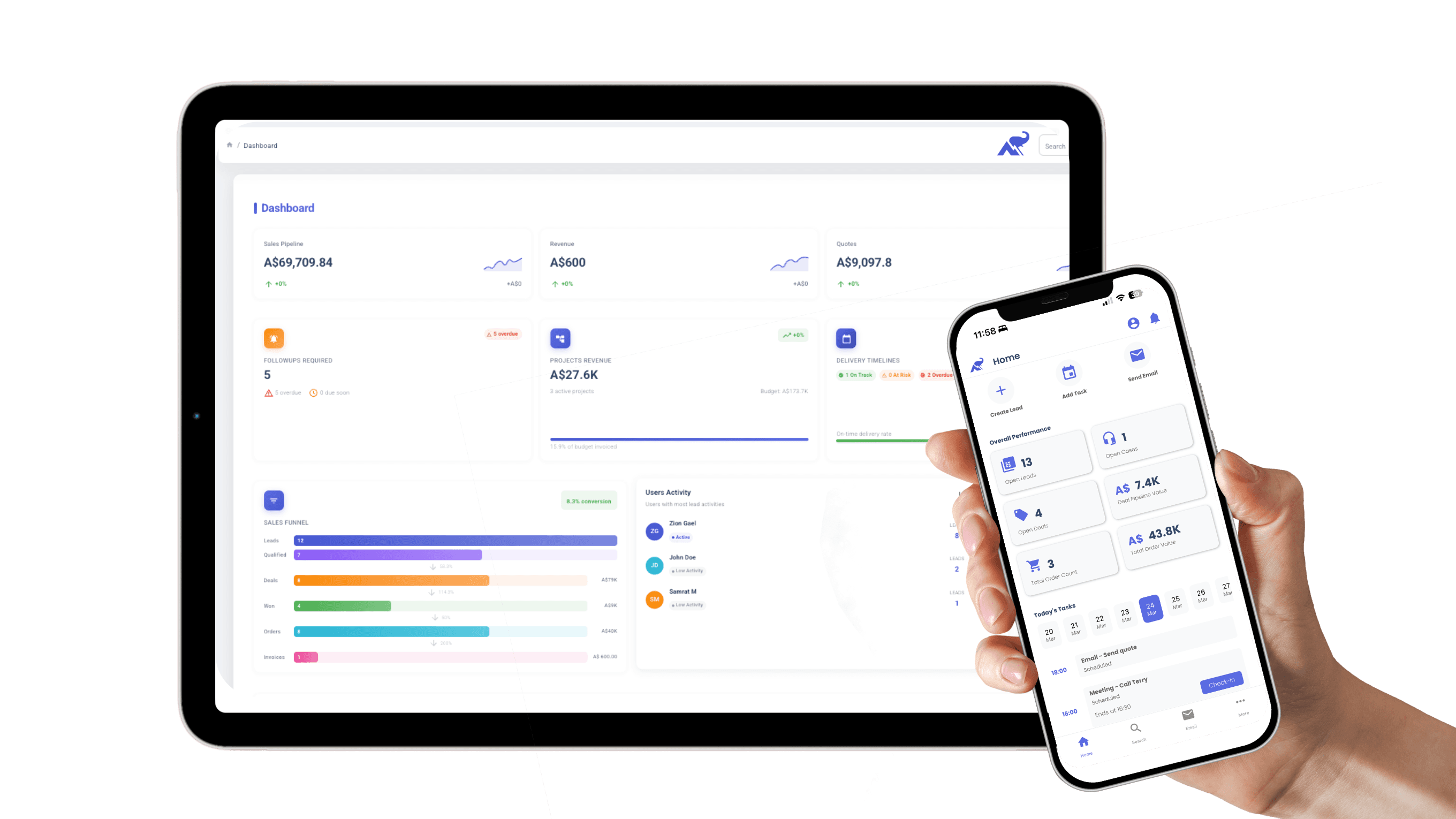 Hyegro Dashboard — Desktop and Mobile